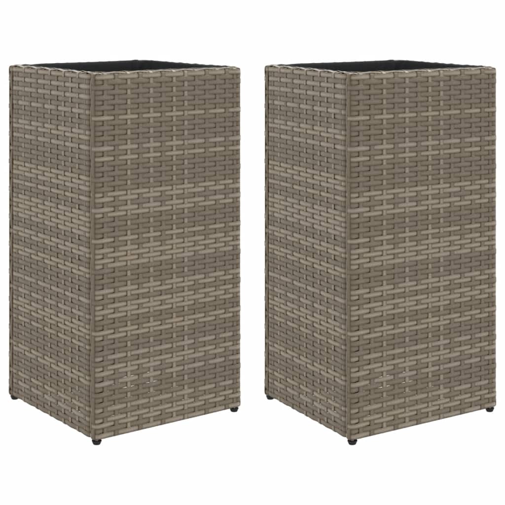 E-shop vidaXL Záhradné kvetináče 2 ks sivé 30x30x60 cm polyratan
