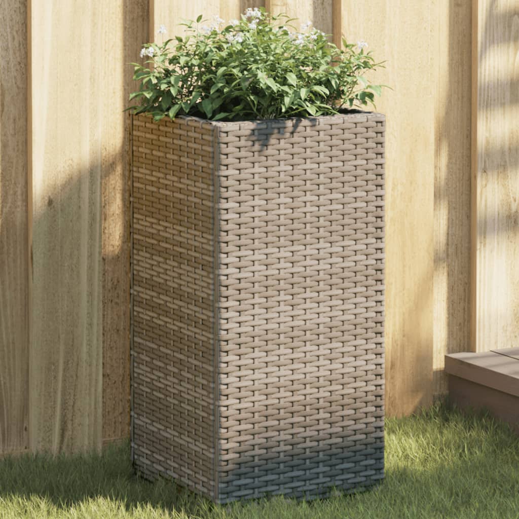 Fioriere da Giardino 2 pz Grigie 30x30x60 cm in Polyrattan