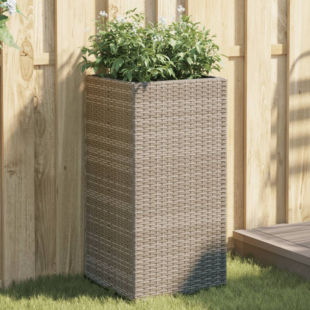 vidaXL Pflanzkübel 2 Stk. Grau 40x40x80 cm Poly Rattan