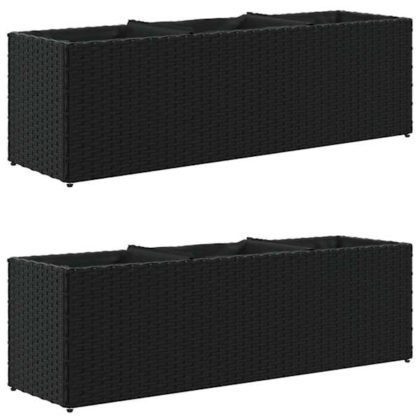 vidaXL taimekastid 3 potiga, 2 tk, must, 105x30x32 cm, pol&uuml;rotang