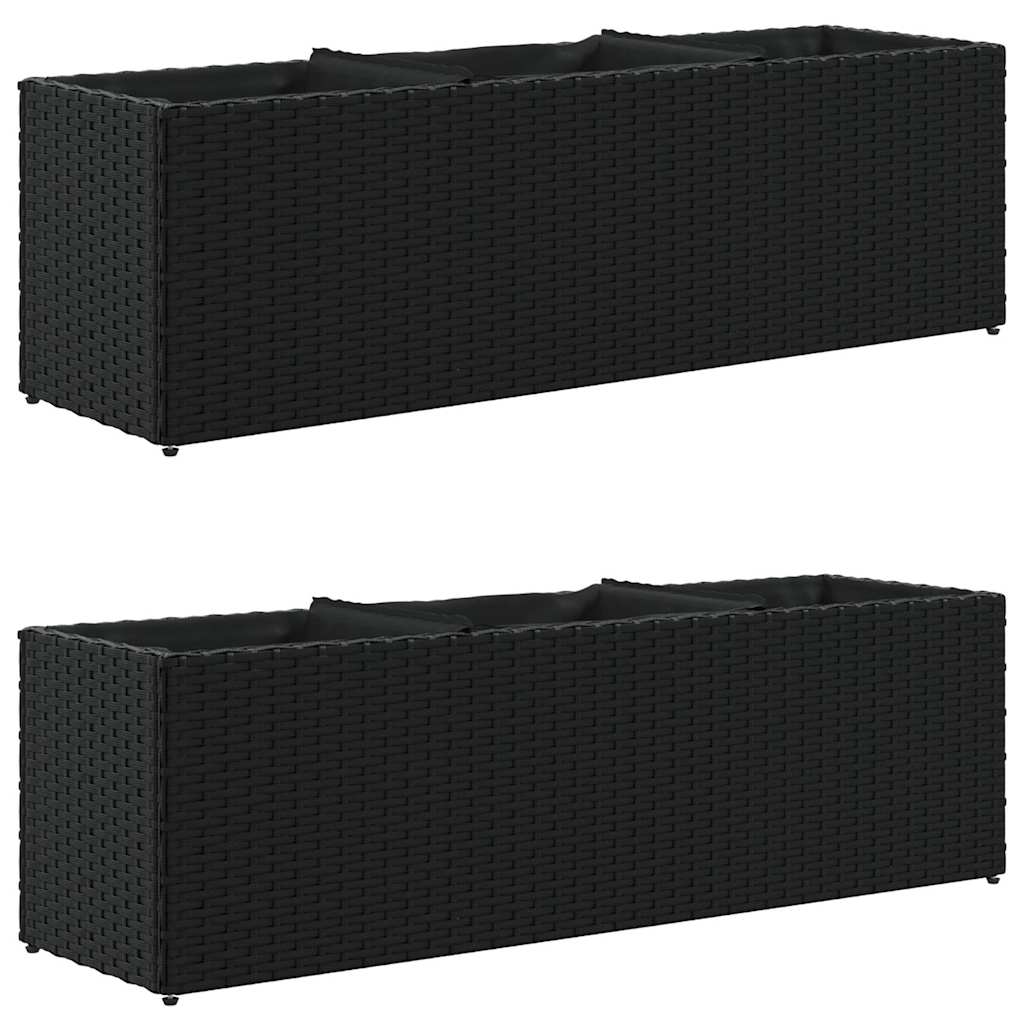 vidaXL Zahradní truhlíky se 3 květináči 2 ks černé 105 x 30 x 32 cm