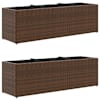 vidaXL taimekastid 3 potiga, 2 tk, pruun, 105x30x32 cm, pol&uuml;rotang