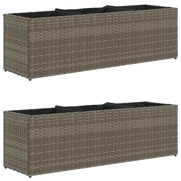 vidaXL taimekast 3 potiga, 2 tk, hall, 105 x 30 x 32 cm, pol&uuml;rotang