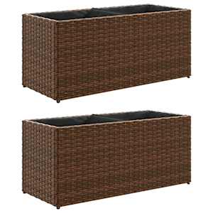 Zahradní truhlíky se 2 květináči 2 ks hnědé 72 x 30 x 32 cm - obrázek 2