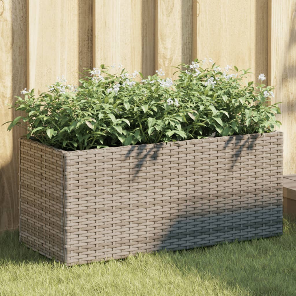 vidaXL Jardiniere grădină 2 ghivece 2 buc. gri 72x30x32 cm poliratan