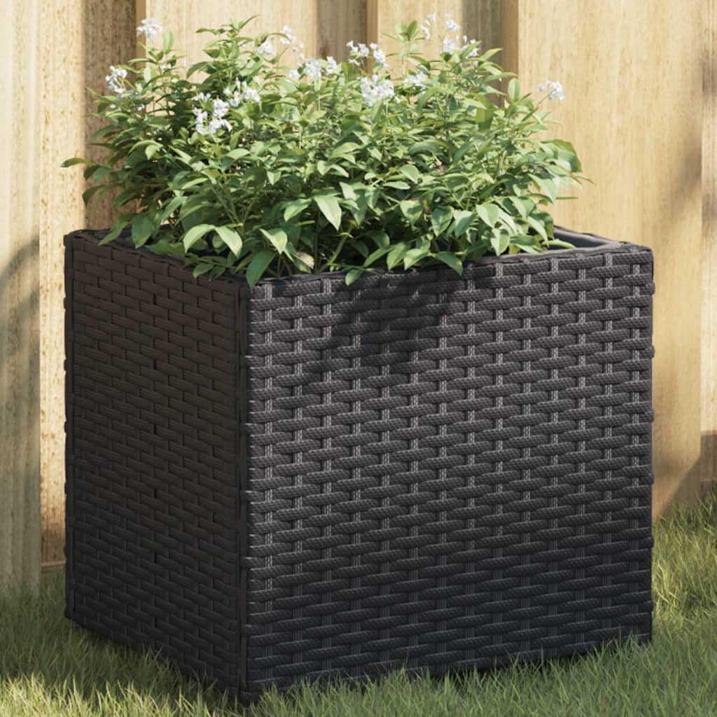 Fioriere da Giardino 2 pz Nere 36x30x32 cm in Polyrattan