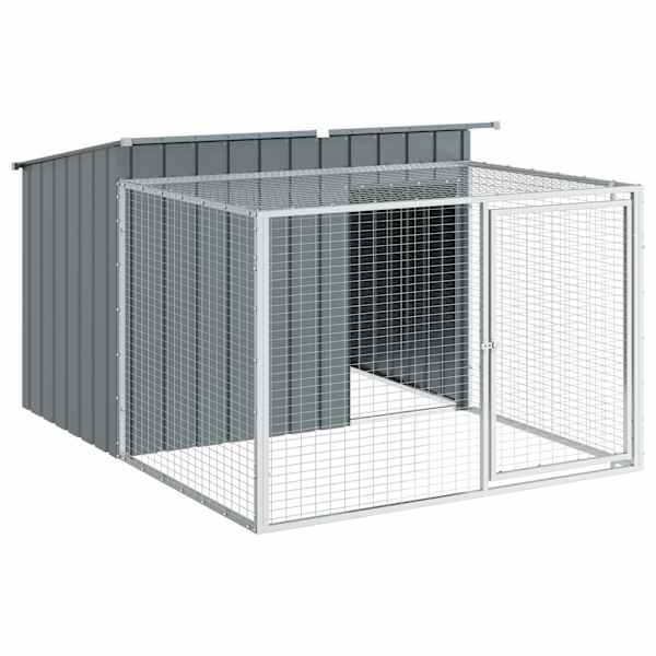 vidaXL koerakuut jooksualaga, antratsiithall, 153 x 194 x 110 cm, tsingitud teras
