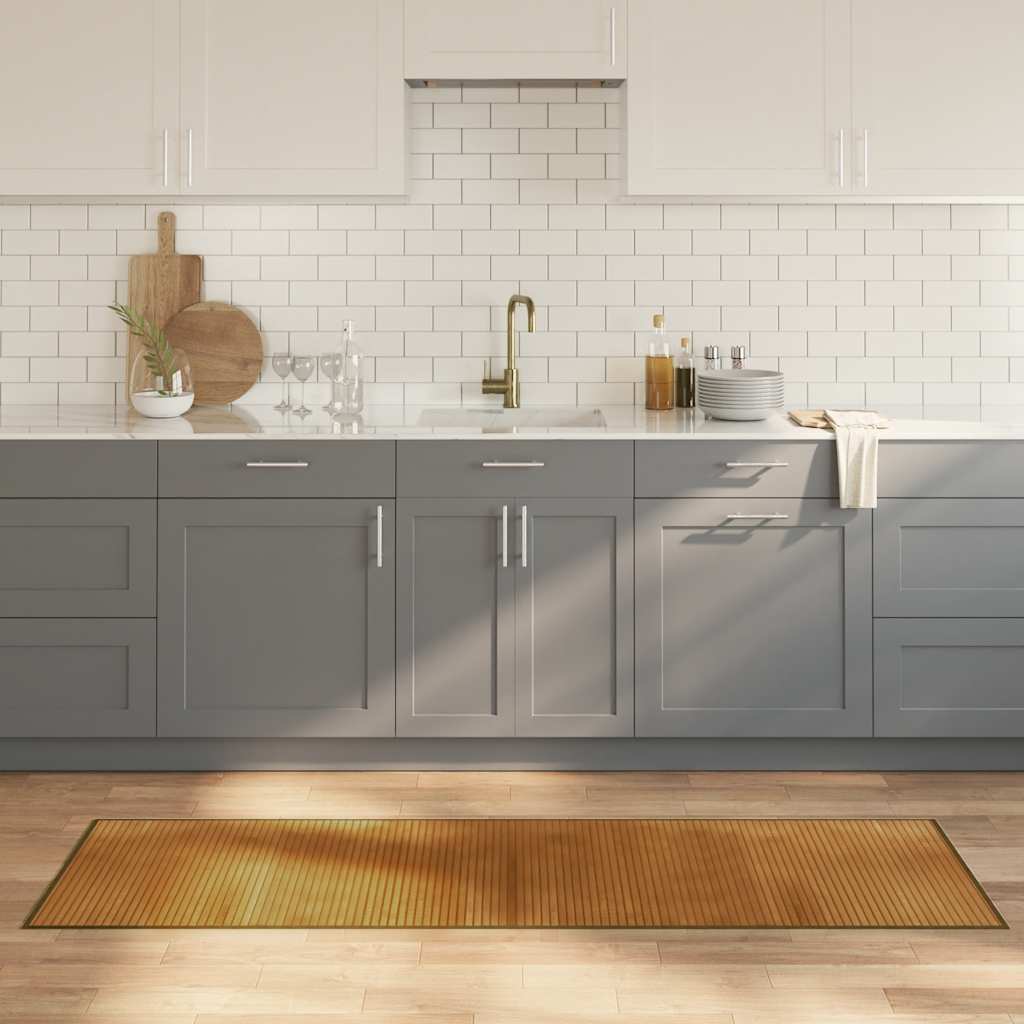 vidaXL Teppich Rechteckig Braun 60x200 cm Bambus