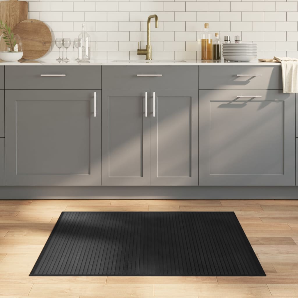 Gulvtæppe Rektangulær Bambus - Sort / 80 x 100 cm