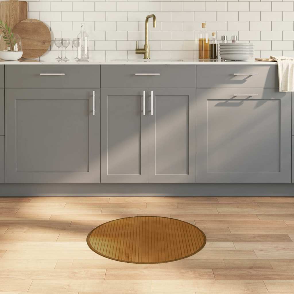 vidaXL Covor rotund, maro, 60 cm, bambus