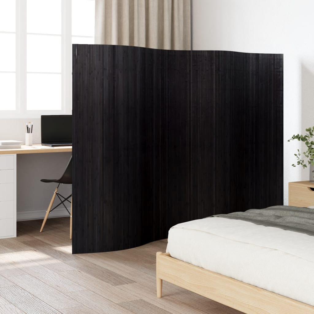 vidaXL Paravan de cameră, negru, 165x250 cm, bambus