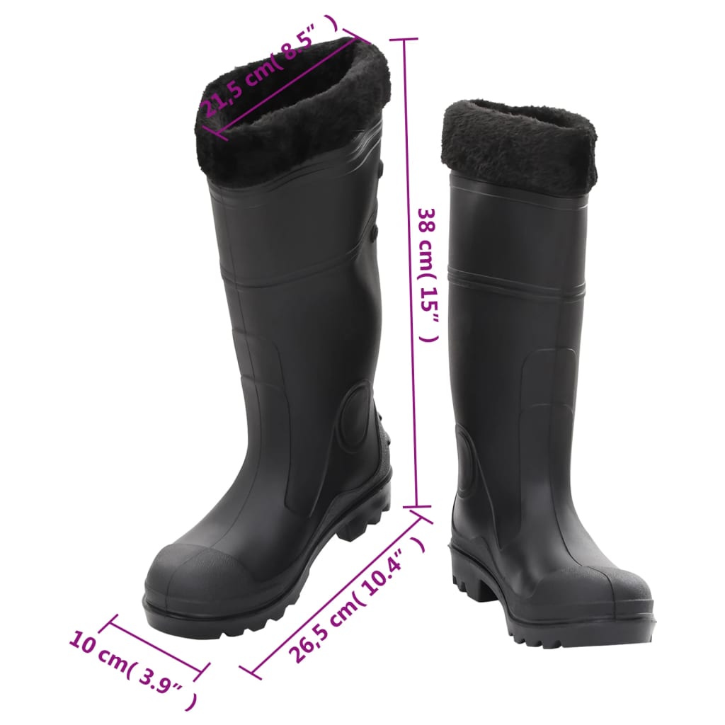  Topánky do dažďa s vyberateľnými ponožkami čierne veľk. 39 PVC
