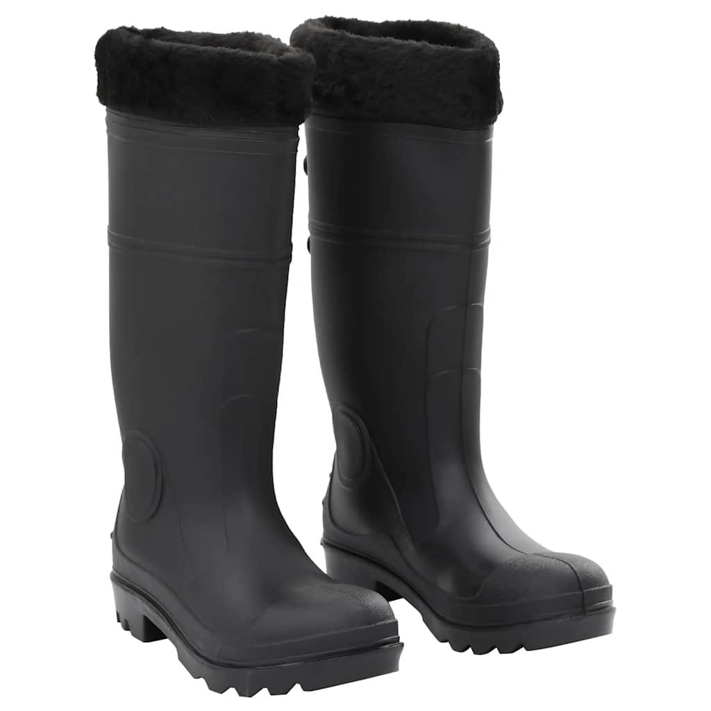 vidaXL Gummistiefel mit Herausnehmbarem Innenfutter Schwarz Gr. 40 PVC