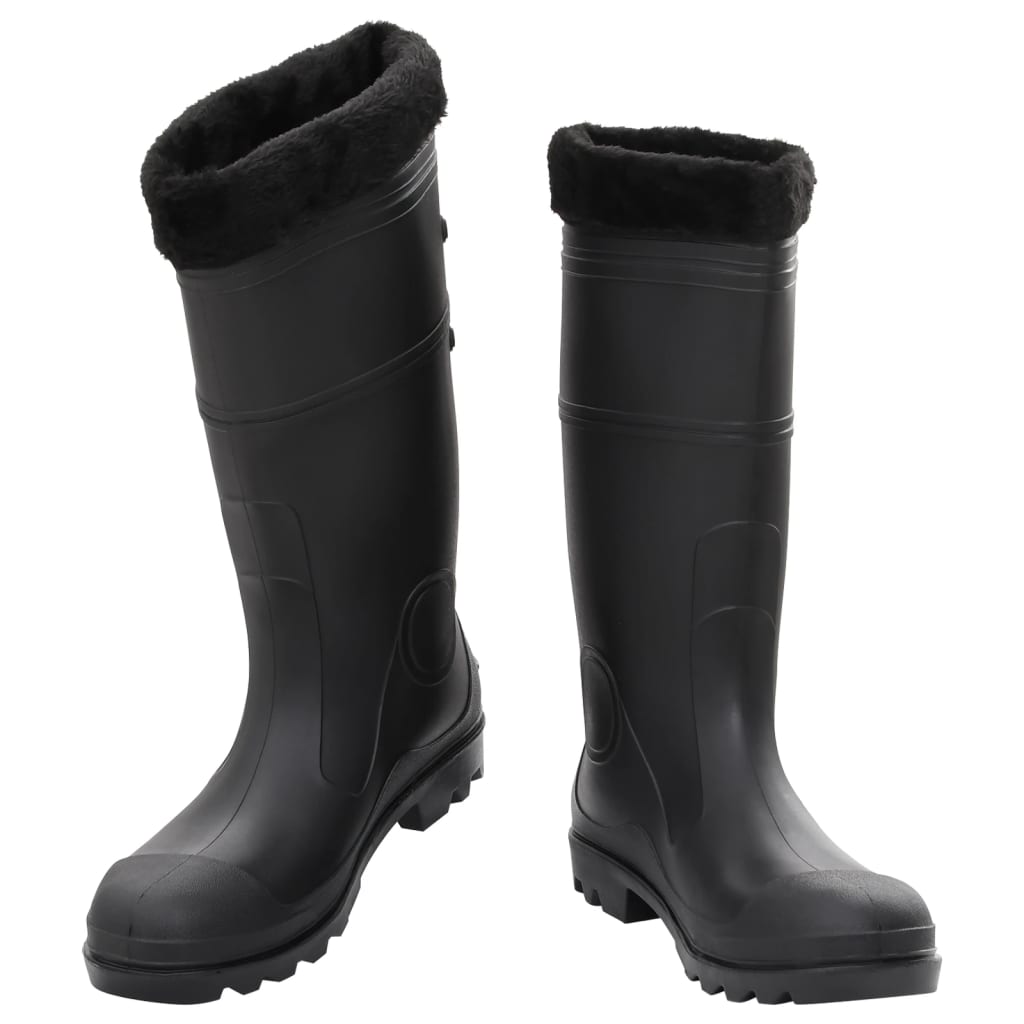 vidaXL Cizme de ploaie cu șosete detașabile, negru, mărime 45, PVC