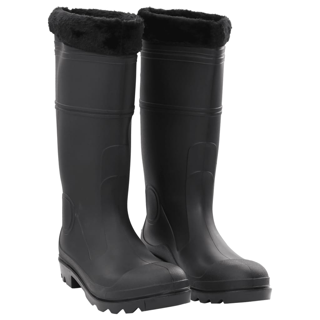 vidaXL Cizme de ploaie cu șosete detașabile, negru, mărime 46, PVC