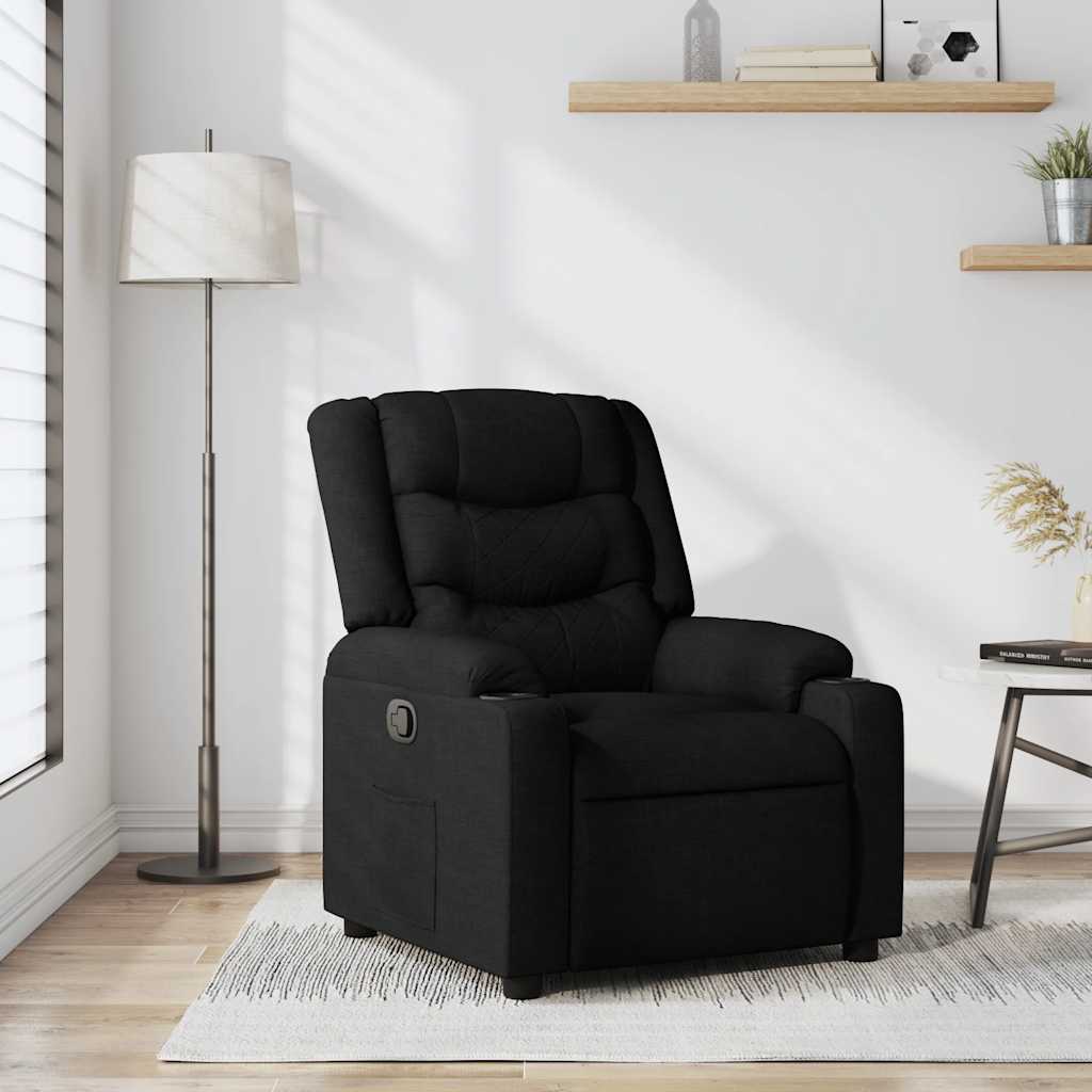 vidaXL Fotoliu rabatabil, negru, material textil