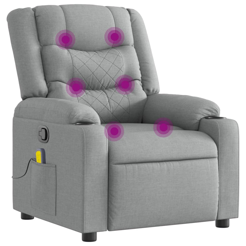 vidaXL Masážní polohovací křeslo světle šedé textil