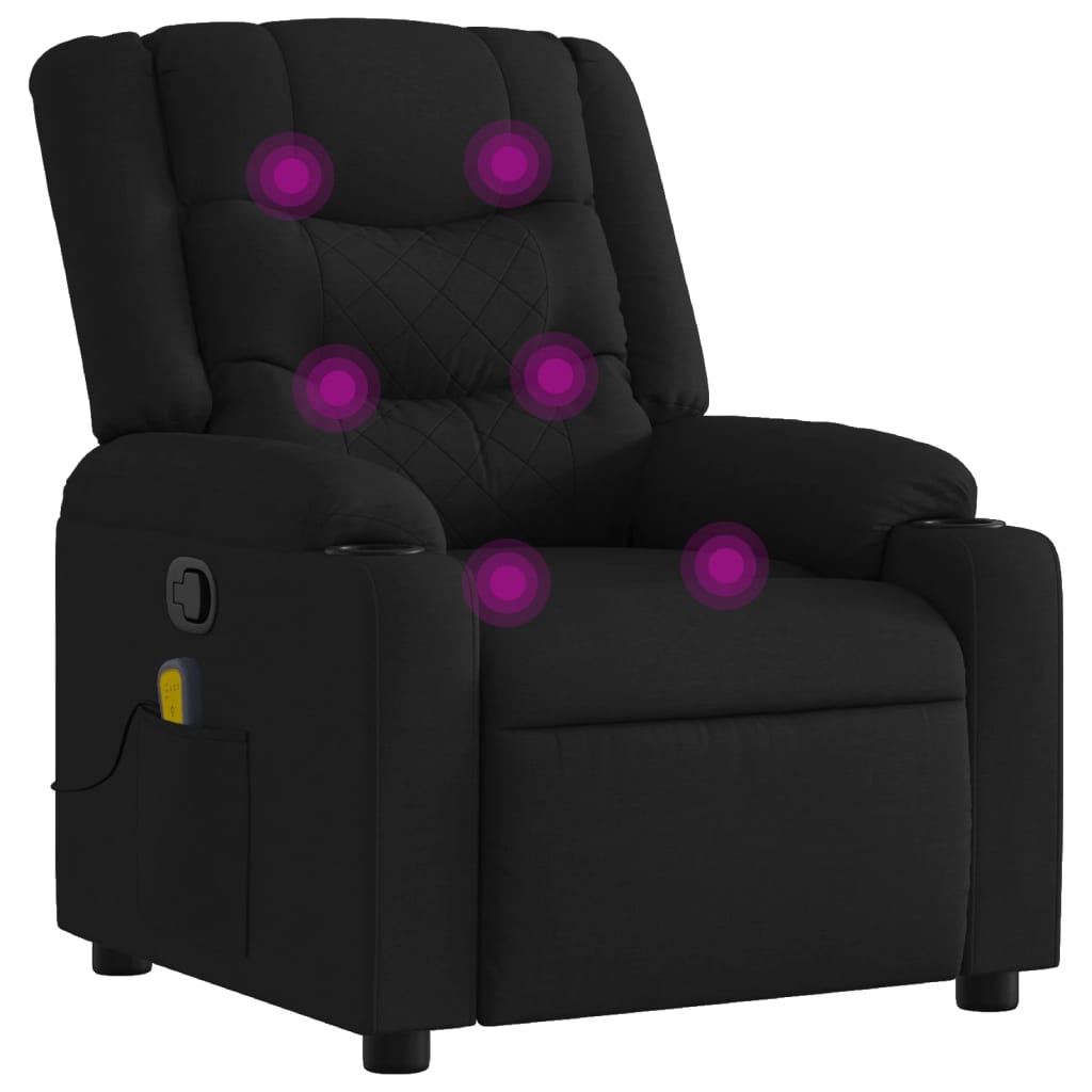 vidaXL Masážní polohovací křeslo černé textil