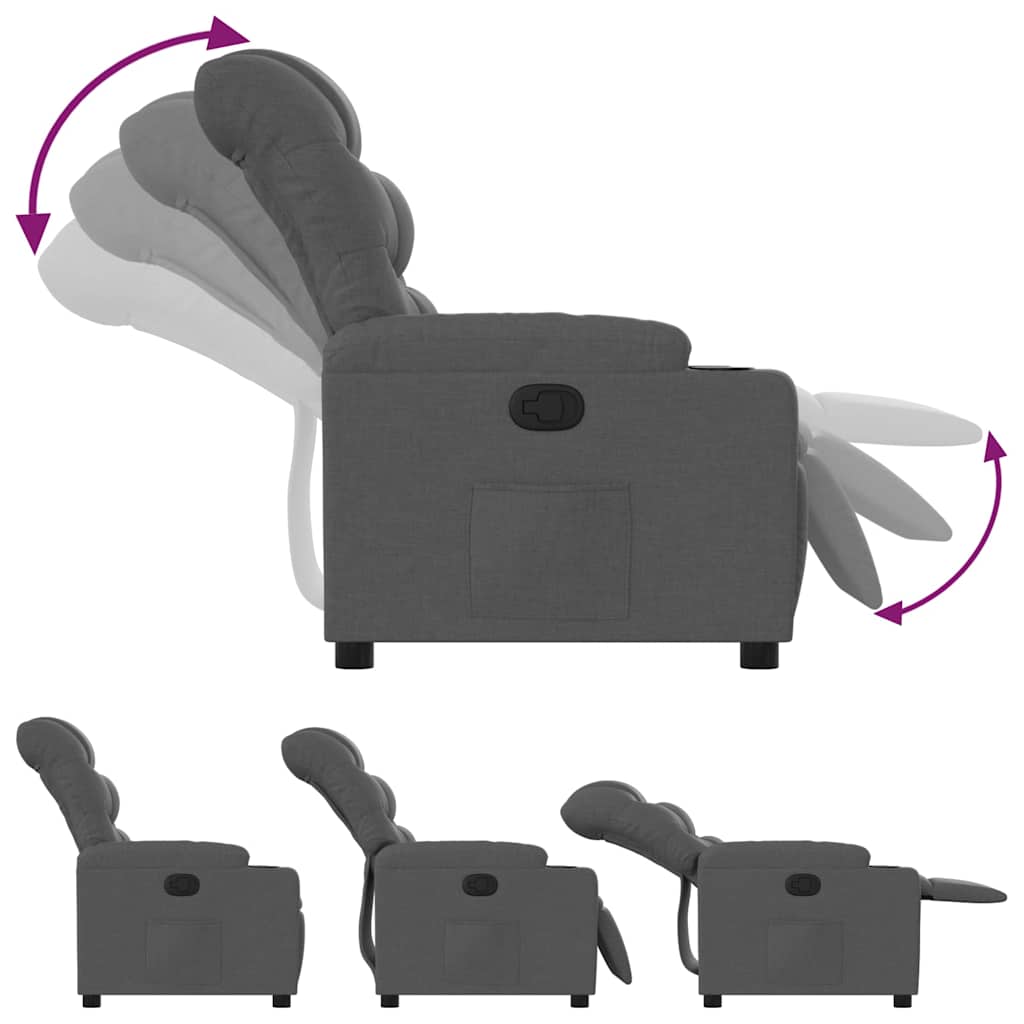 vidaXL Fauteuil verstelbaar stof donkergrijs grijs, foto 4