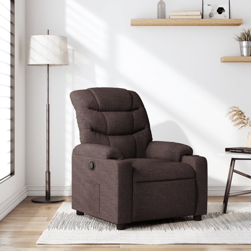 vidaXL Fotoliu rabatabil, maro închis, material textil