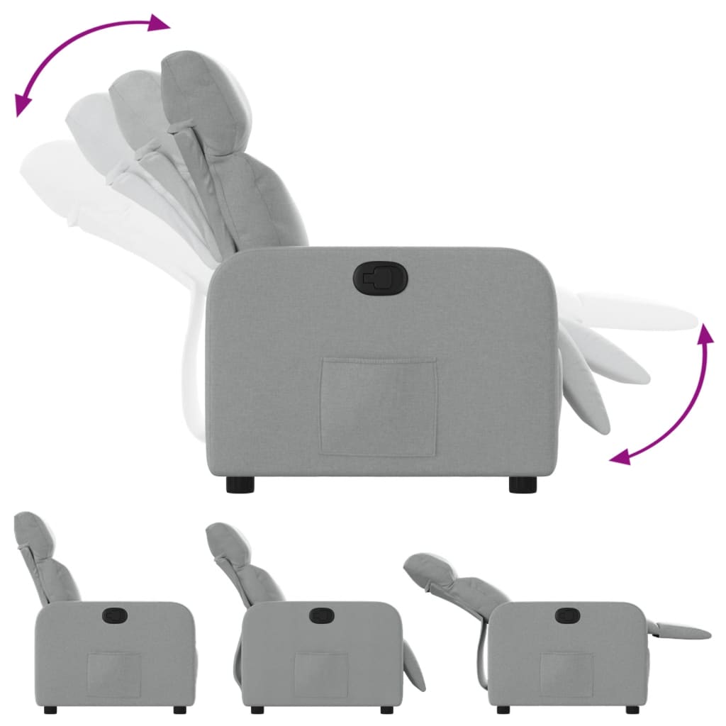 vidaXL Fauteuil verstelbaar stof lichtgrijs grijs, foto 4