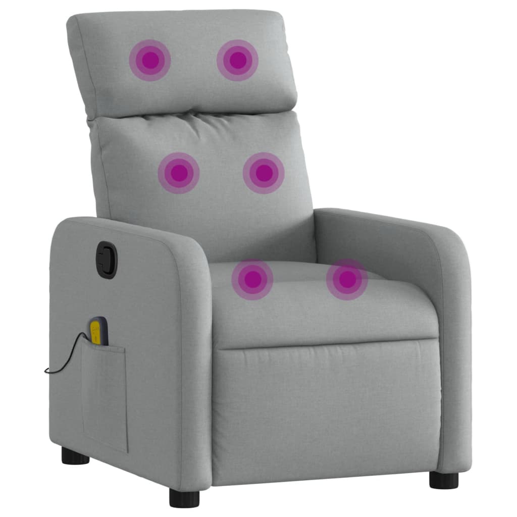 Massage Recliner Chair Light Grey Fabric