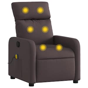 Masážní polohovací křeslo tmavě hnědé textil - obrázek 2