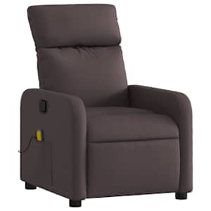 Masážní polohovací křeslo tmavě hnědé textil - obrázek 3