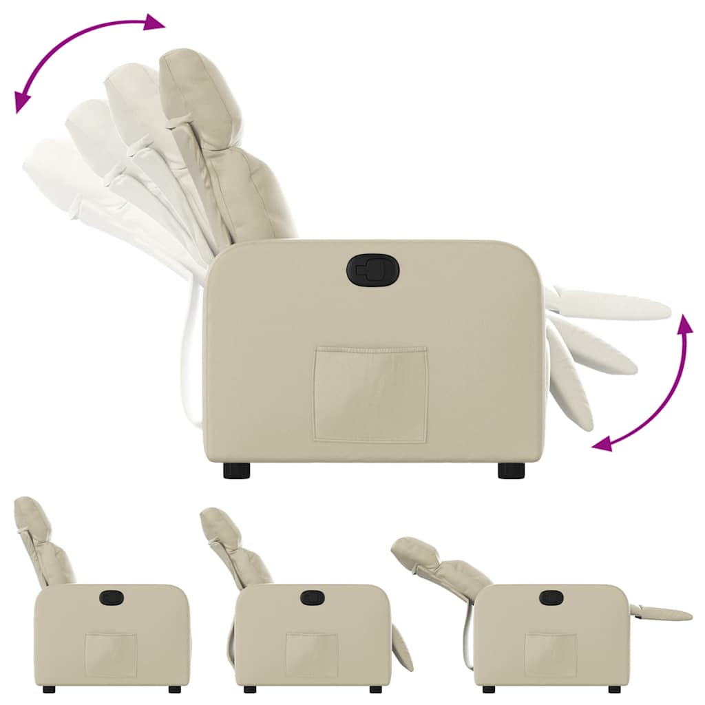 vidaXL Fauteuil verstelbaar kunstleer crèmekleurig, foto 4