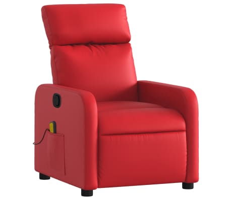 vidaXL Poltrona de massagens reclinável couro artificial vermelho