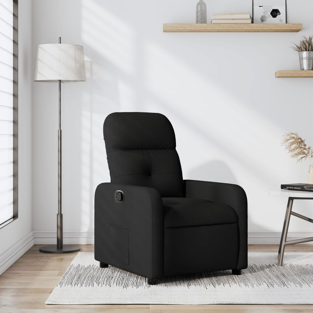 vidaXL Fotoliu rabatabil, negru, material textil