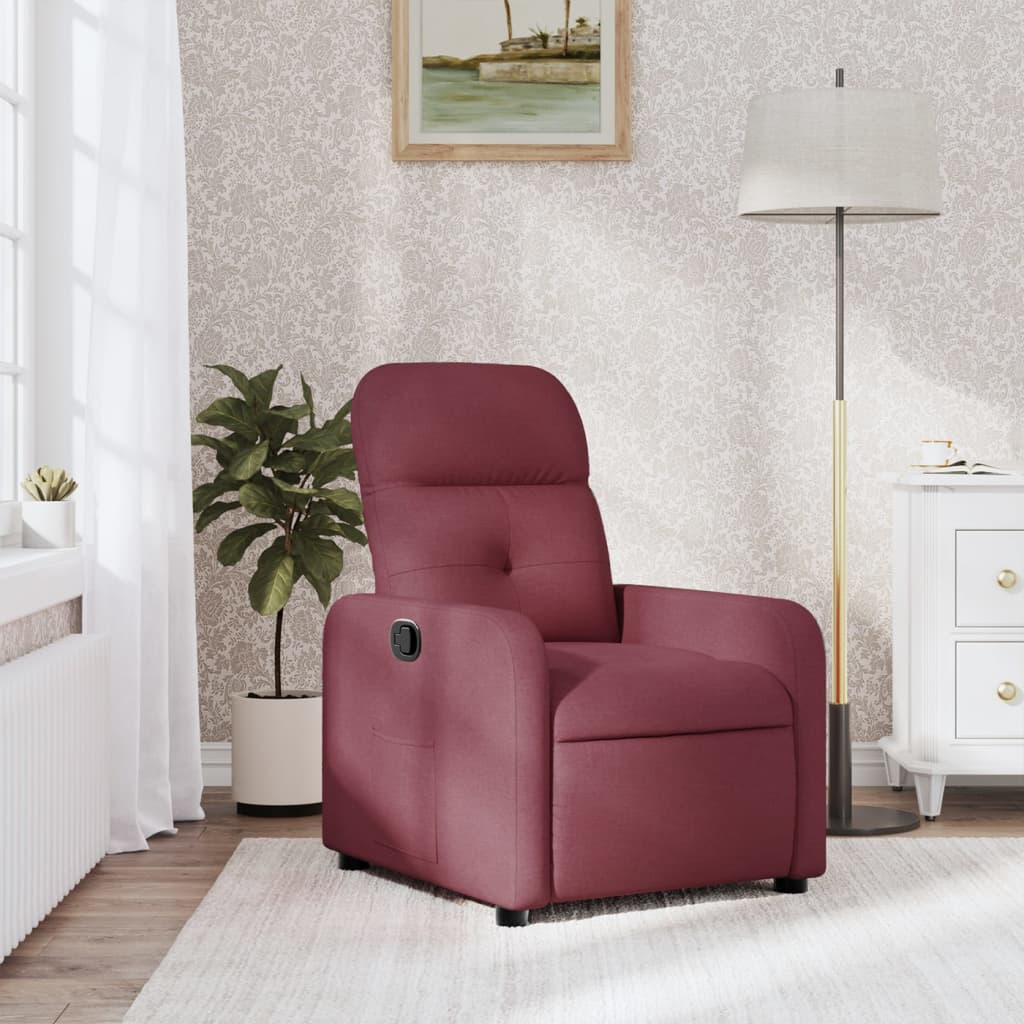 vidaXL Fotoliu rabatabil, roșu vin, material textil