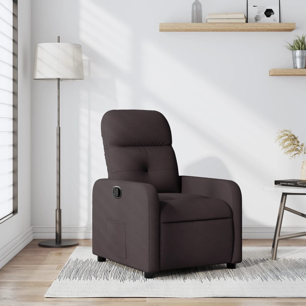 vidaXL Fotoliu rabatabil, maro închis, material textil