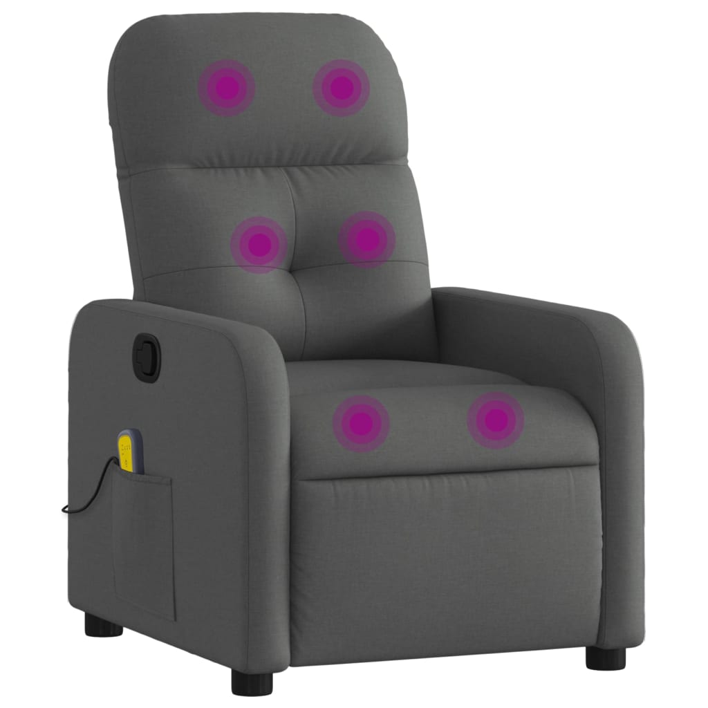 vidaXL Masážní polohovací křeslo tmavě šedé textil
