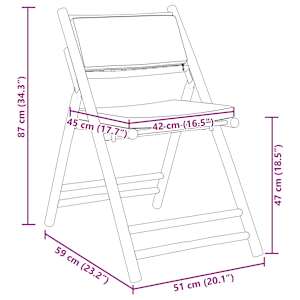 3dílný skládací bistro set s krémově bílými poduškami bambus - obrázek 11
