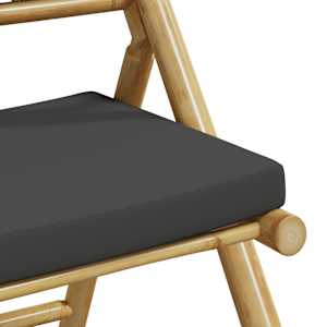 3dílný skládací bistro set s tmavě šedými poduškami bambus - obrázek 10