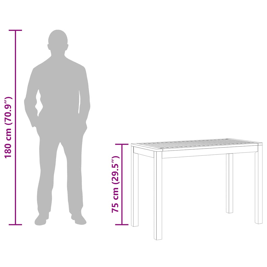 dārza ēdamgalds, 110x55x75 cm, akācijas masīvkoks