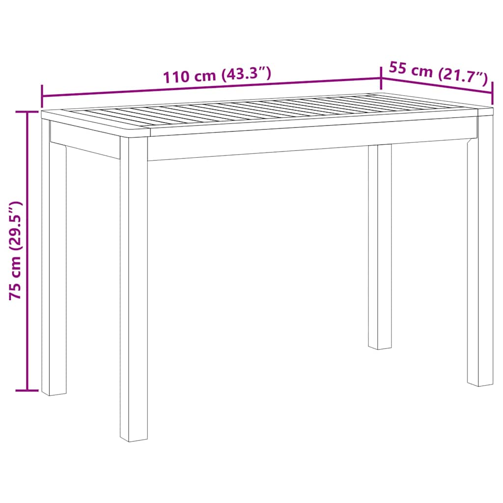 dārza ēdamgalds, 110x55x75 cm, akācijas masīvkoks