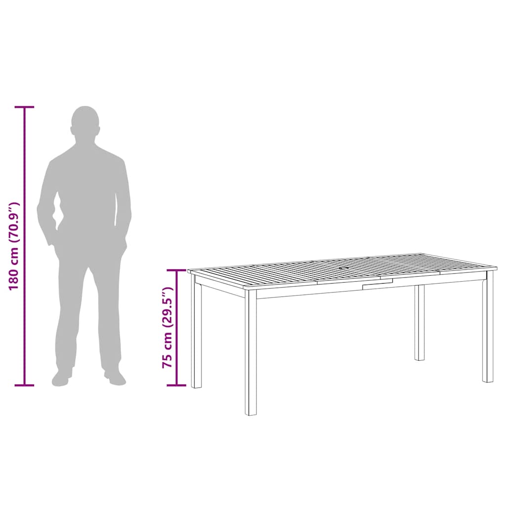 dārza ēdamgalds, 180x90x75 cm, akācijas masīvkoks
