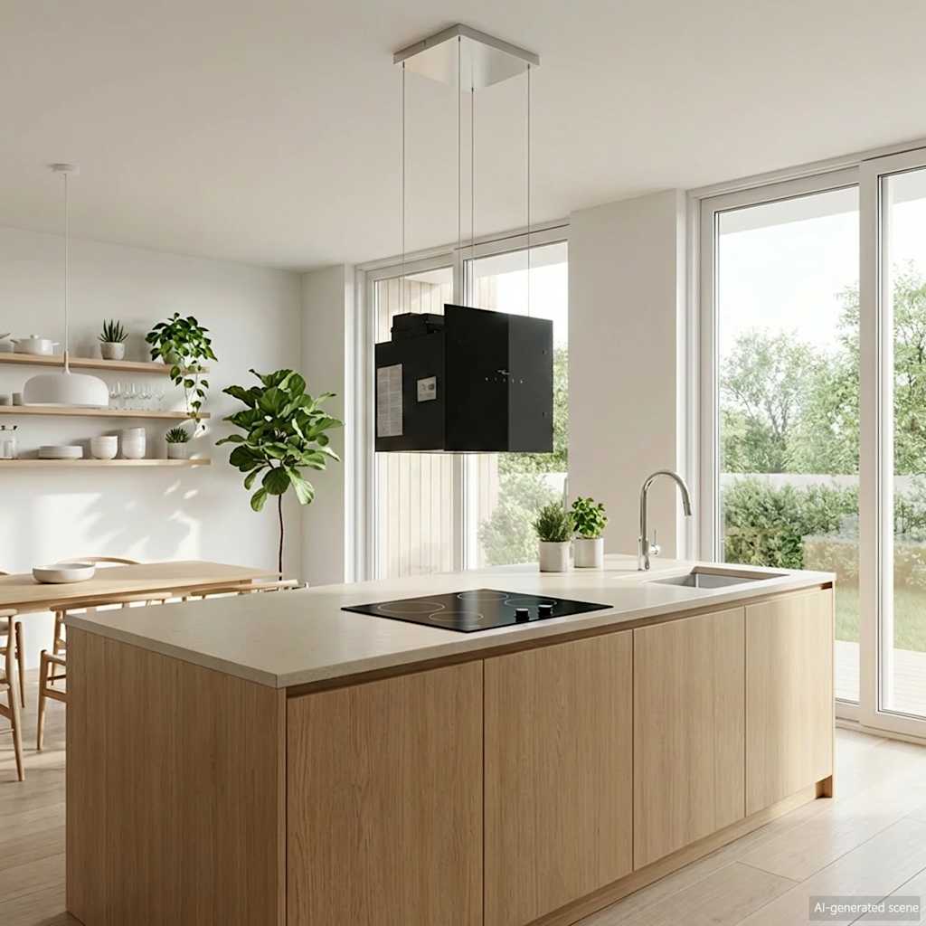 vidaXL Otočna kuhinjska napa s senzorjem na dotik LCD kaljeno steklo