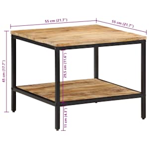 Konferenční stolek 55x55x45 cm masivní hrubé mangovníkové dřevo - obrázek 9