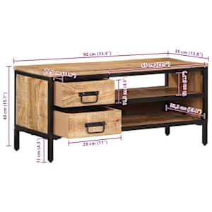 TV stolek 90 x 35 x 40 cm masivní hrubé mangovníkové dřevo - obrázek 11