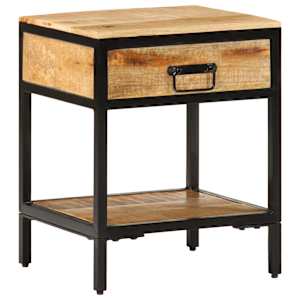 Nočna omarica Rjava 40 x 35 x 50 cm Trdna mango les in kovina