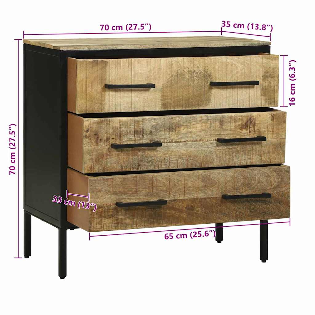 Dressoir met lade 70 x 35 x 70 cm Massief mangohout image 15