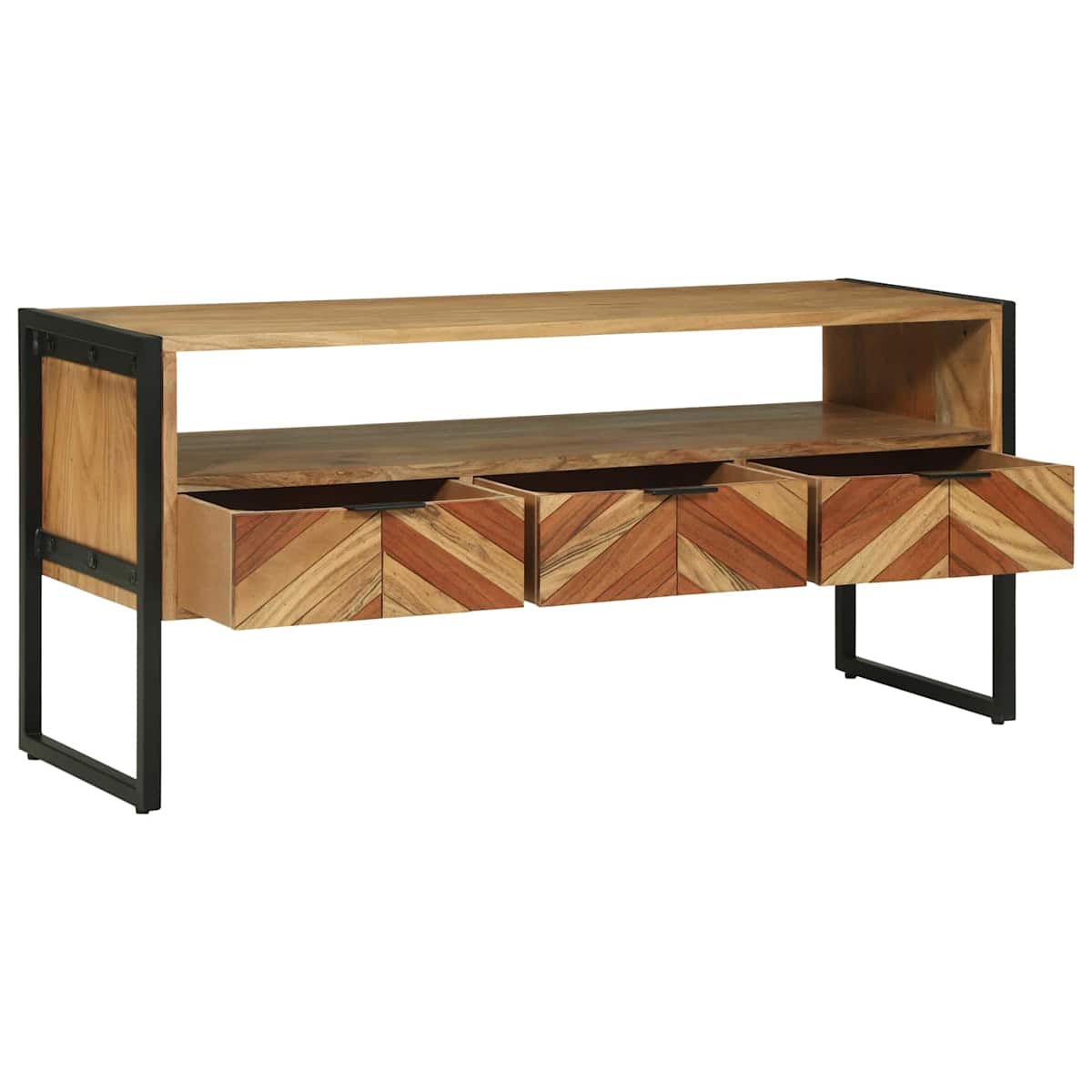 TV-skab med skuffe Brun 100 x 35 x 50 cm Massivt Akacietræ - Billede 4
