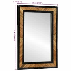 Nástěnné zrcadlo Obdélníkový Černá a hnědá 70 x 2 x 70 cm - obrázek 12