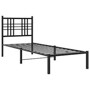 Kovový rám postele s čelem černý 75 x 190 cm - obrázek 3
