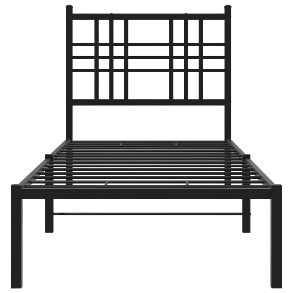  Kovový rám postele s čelom čierny 80x200 cm