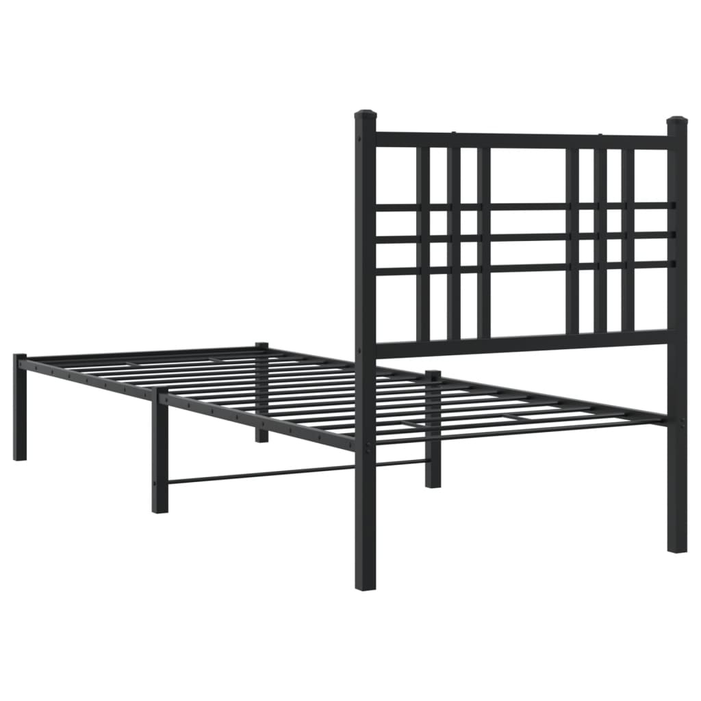  Kovový rám postele s čelom čierny 80x200 cm