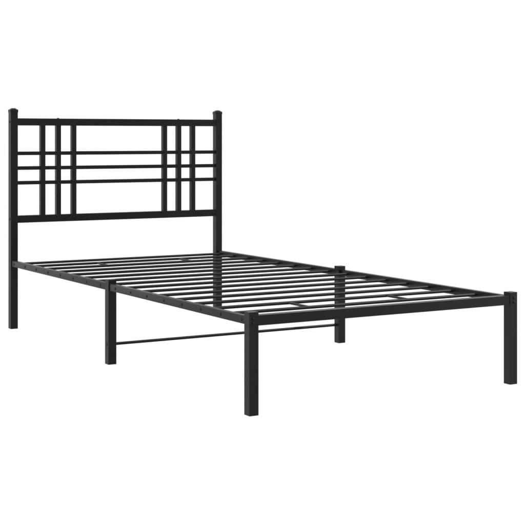 vidaXL fekete fém ágykeret fejtámlával 90 x 190 cm